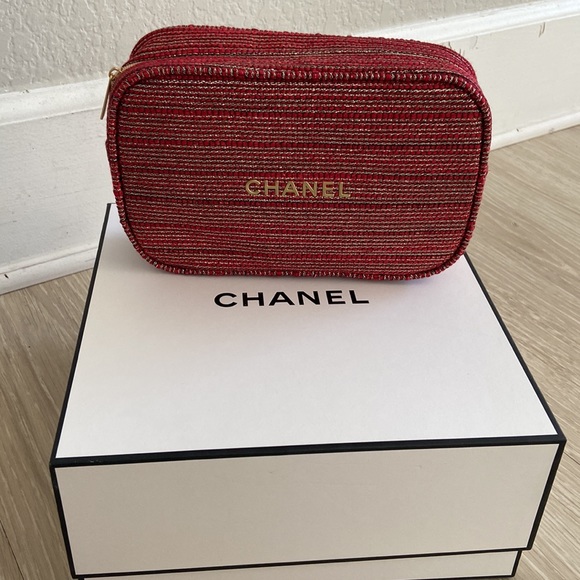 CHANEL Bags Chanel Limited Edition Tweed Makeup Bag In Red Poshmark